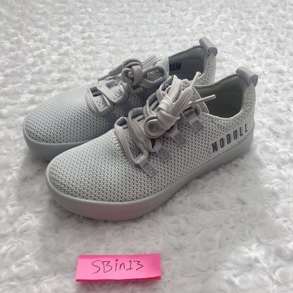 Nobull Runner Womens Size 7 Gray Knit Running Shoes Reflective Athletic